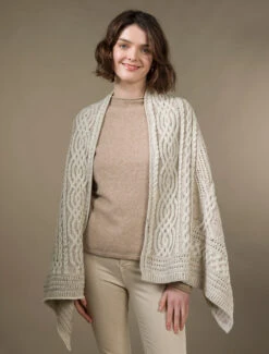 Celtic Fairy Tree Cable Knit Shawl -The Warm Shop X4711 Oatmeal 3 31733.1718947993