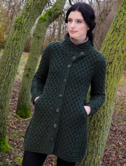 Merino Cross Over Neck Aran Coatigan -The Warm Shop X4831leadarmy 00407.1582023219