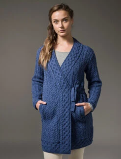 Aran Wrap Cardigan -The Warm Shop X5184 Blue Marl 5 39287.1666357556