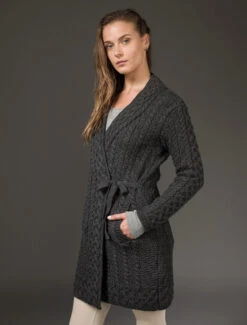 Aran Wrap Cardigan -The Warm Shop X5184 Charcoal 4 37758.1666357463