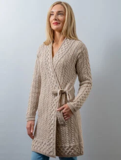 Aran Wrap Cardigan -The Warm Shop X5184 Parsnip 1 15978.1636555301