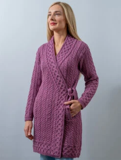 Aran Wrap Cardigan -The Warm Shop X5184 Velvet Plum 1 81557.1714038238