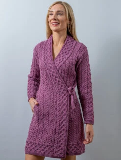 Aran Wrap Cardigan -The Warm Shop X5184 Velvet Plum 2 32322.1714038350