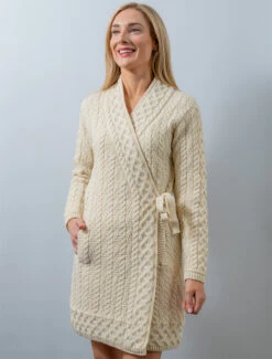 Aran Wrap Cardigan -The Warm Shop X5184 White 4 09470.1636555513