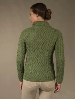Aran Jacket With Celtic Knot Side Zip -The Warm Shop Z4630 Grass 4 75726.1673752882